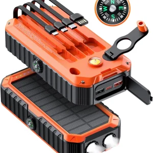 Solar Charger Power Bank 40000mAh Built in 4 Cables and Hand Crank